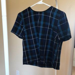 blue plaid top